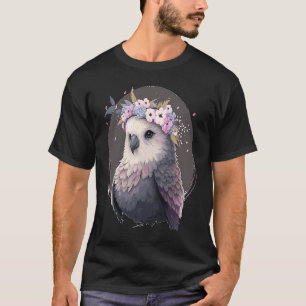T-shirt Bougie Grey Cute Parakeet Oiseau Fleur Couronne An