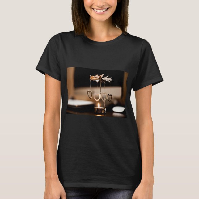 T-shirt Bougie orientée, un support de bougie avec peu (Devant)