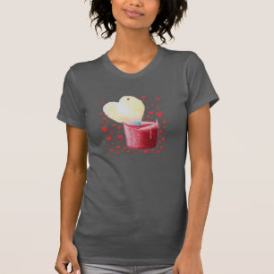 T-shirt bougie rouge de flamme en forme de coeur et petits