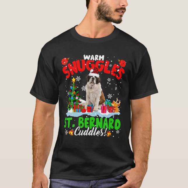 T-shirt Bougies chaudes St. Bernard Bouddles Xmas Arbre Pl (Devant)