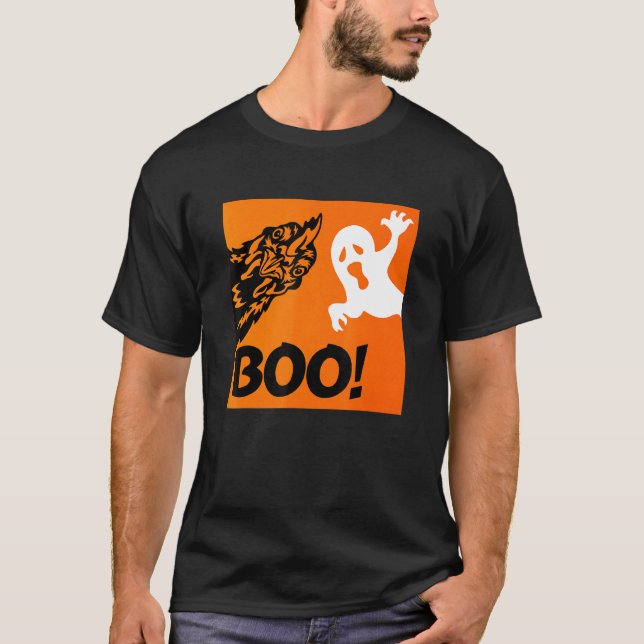 T-shirt Bouh ! Poulet drôle caché de Halloween effrayant (Devant)