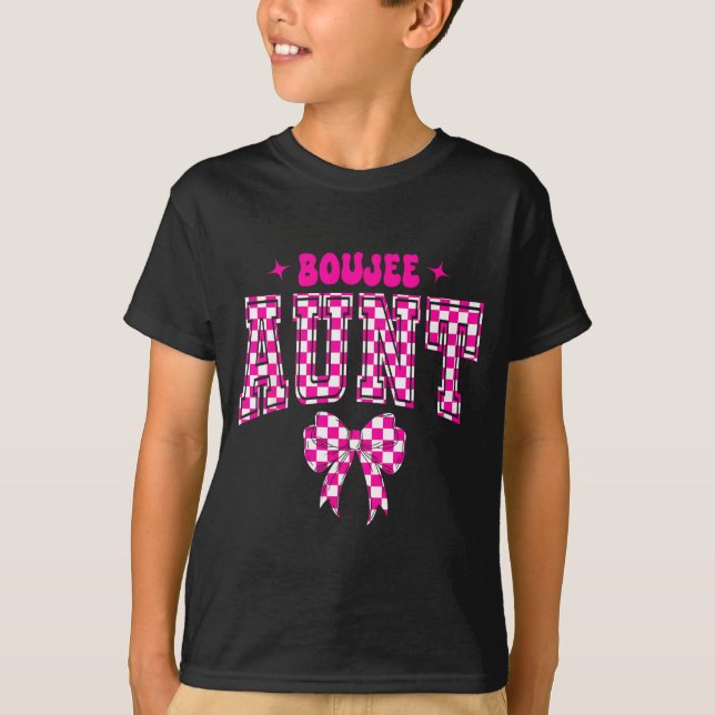 T-shirt Boujee Aunt Nk Checkered Bow Birthday Family Match (Devant)