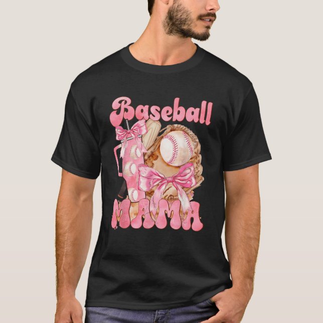 T-shirt Boujee Baseball Mama Baseball Coquette Bow (Devant)
