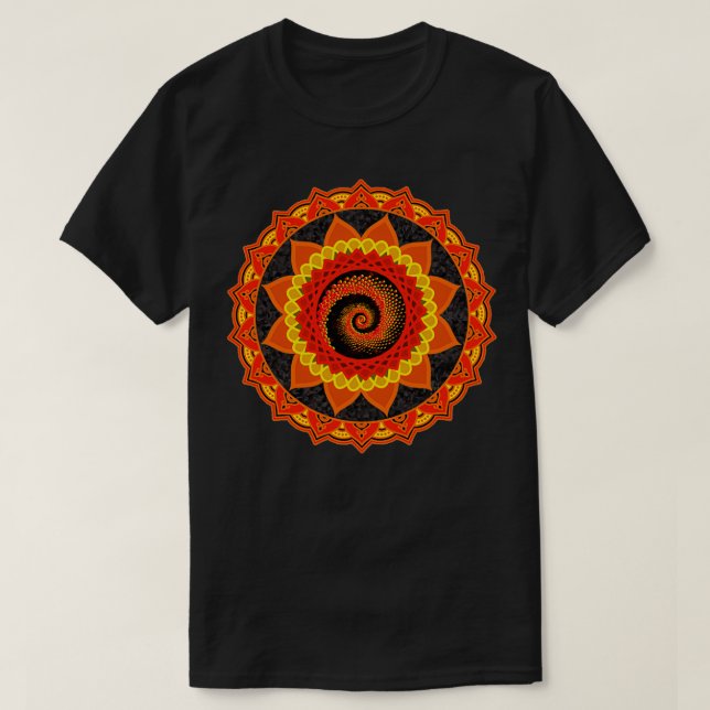 T-shirt Boukonia Géométrie Sacrée Orange Sunflower Radial (Design devant)
