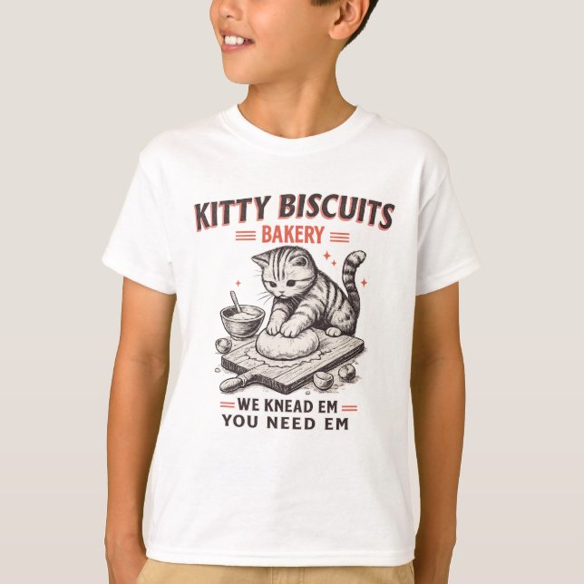 T-shirt Boulangerie de Biscuits Drôles de Chat (Devant)