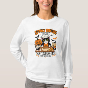 T-shirt Boulangerie de biscuits effrayants Chat noir Hallo