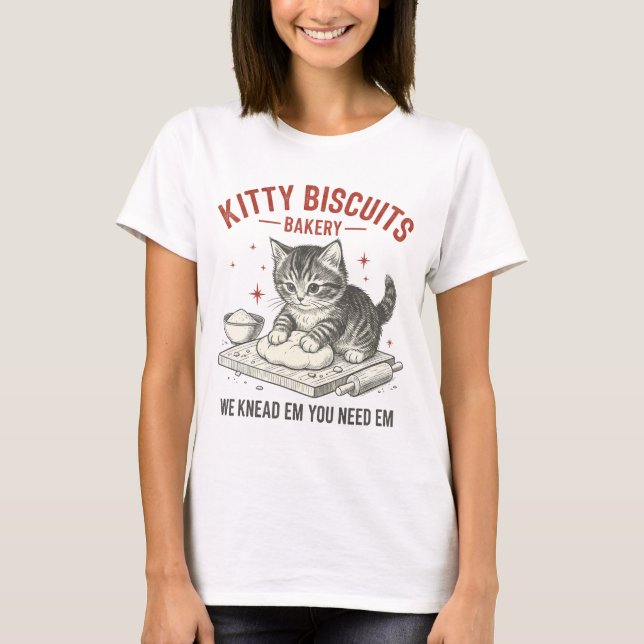 T-shirt Boulangerie Kitty Biscuits | Jeu de mots drôle sur (Devant)