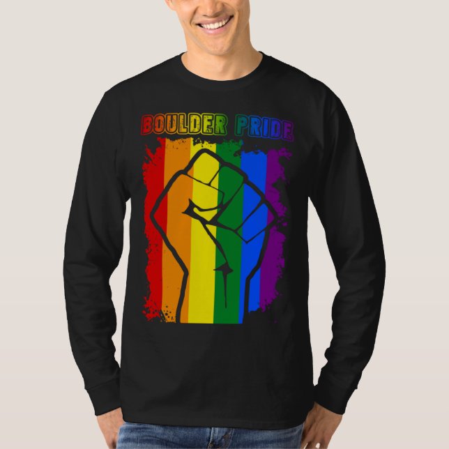 T-shirt Boulder LGBT Pride Month LGBTQ Rainbow Flag Gay Le (Devant)