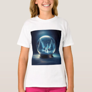 T-shirt Boule à neige avec 4 petits lutins et flocons de n
