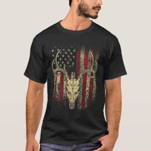 T-shirt Boule Antlers et crâne sur un Drapeau américain H