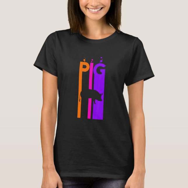 T-shirt Boule arc-en-ciel animal de porc avec silhouette (Devant)
