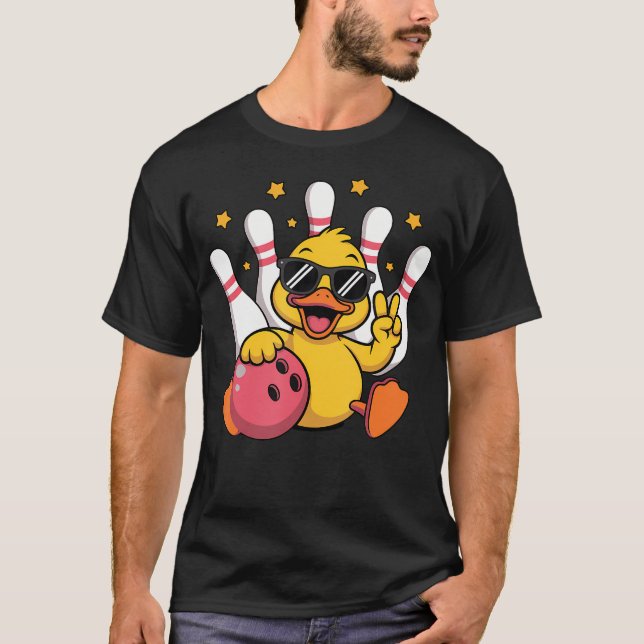 T-shirt Boule de bowling Canard Drôle Oiseau Graphique Mig (Devant)