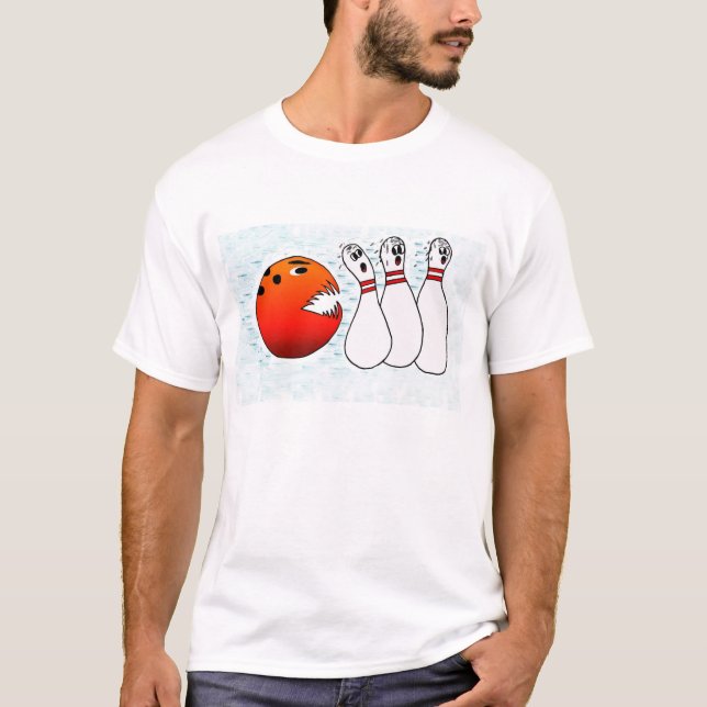 T-shirt Boule de bowling chassant des goupilles (Devant)