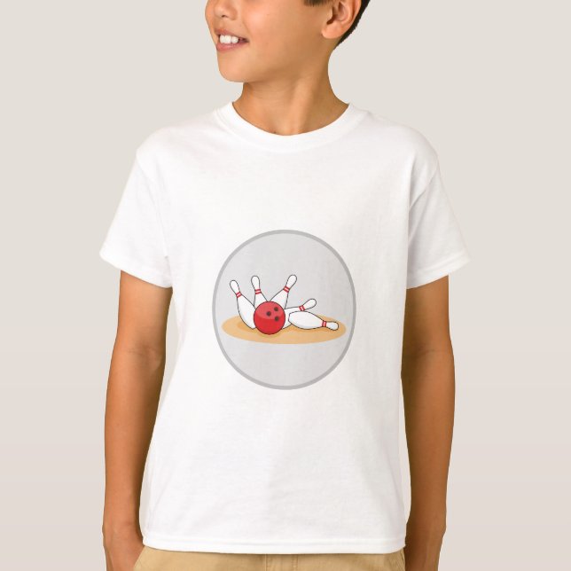T-shirt Boule de bowling frappant les quilles  (Devant)