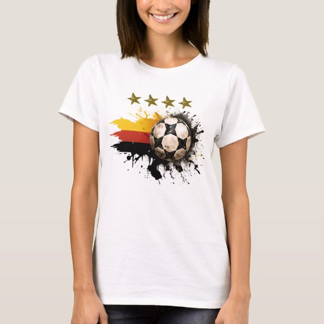 T-shirt Boule de football avec drapeau allemand et quatre  (Devant)