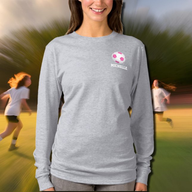 T-shirt Boule de football blanc rose moderne - ajouter le  (Créateur téléchargé)