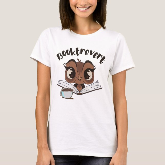 T-shirt Boule de livres avec livre et café (Devant)