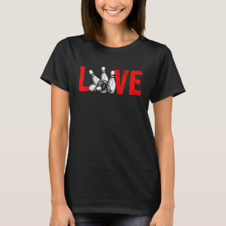 T-shirt Boule de quille de bowling d'amour Batteur de grèv