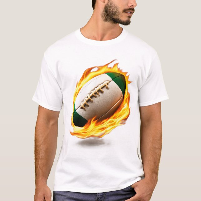 T-shirt Boule De Rugby Sur Conception Cool De Feu (Devant)