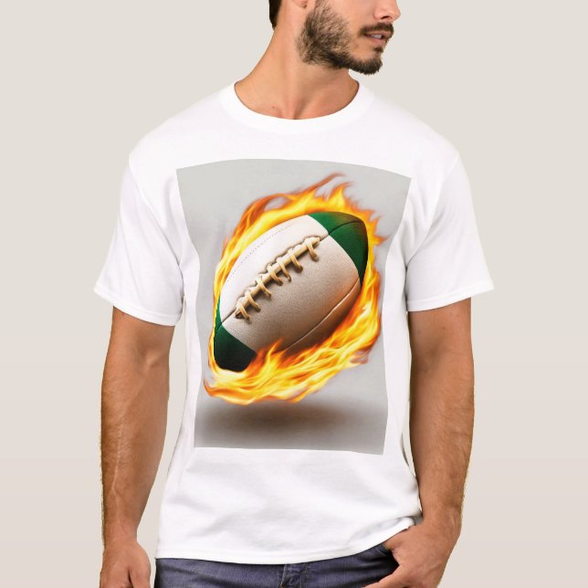 T-shirt Boule De Rugby Sur Conception Cool De Feu (Devant)