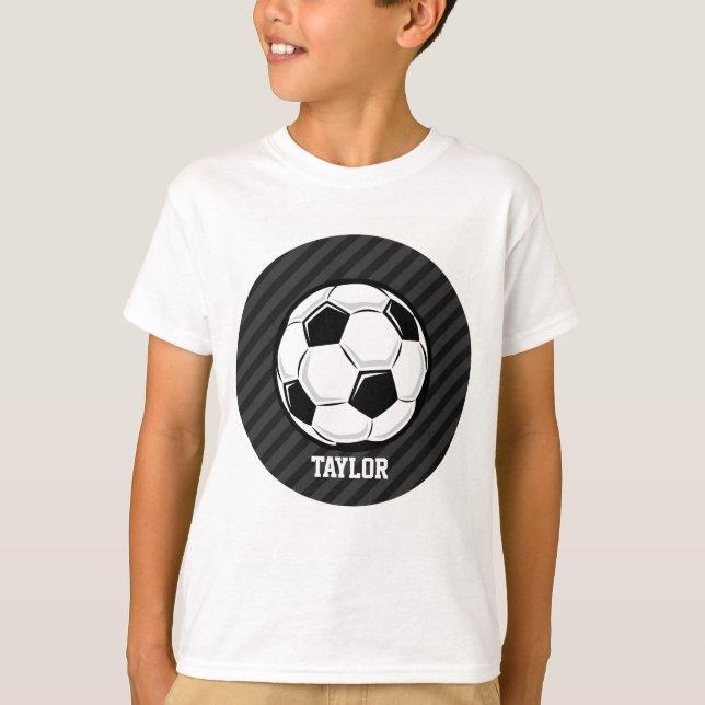 T-shirt Boule de soccer; Gris Noir & Sombre (Devant)