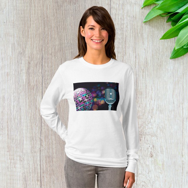 T-shirt Boule disco rétro et microphone vintage (Créateur téléchargé)