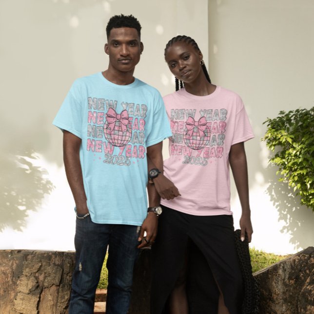 T-shirt Boule Disco Rose Argent Nouvel An 2025 (Créateur téléchargé)