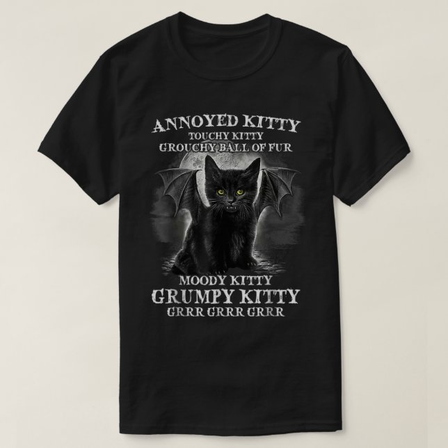 T-shirt Boule Grouchy De Kitty Ennuyé De Fourrure Moody Ki (Design devant)