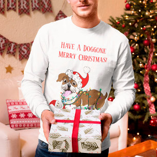 T-shirt Bouledogue anglais avec lumières de Noël