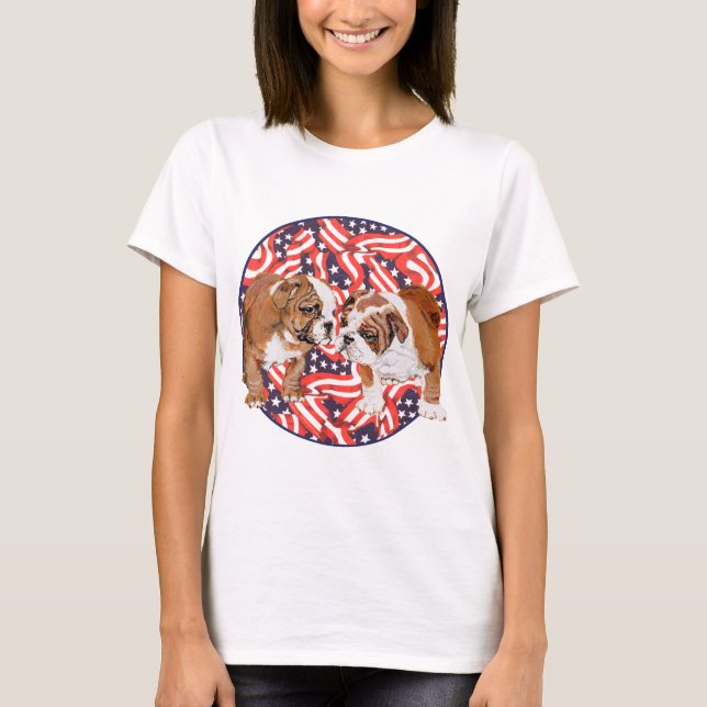 T-shirt Bouledogue Anglais Patriote (Devant)