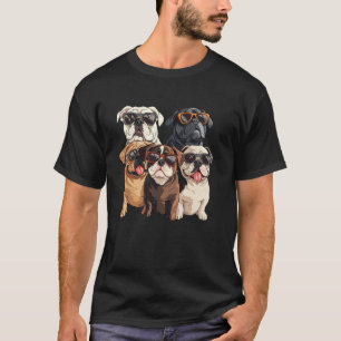 T-shirt Bouledogue anglais portant des lunettes de soleil