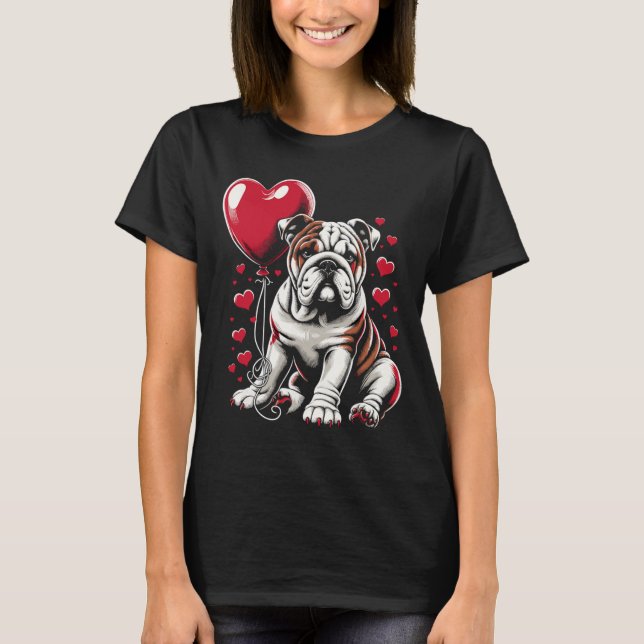 T-shirt Bouledogue anglais Saint-Valentin propriétaire de  (Devant)