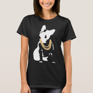 T-shirt Bouledogue avec collier en or 