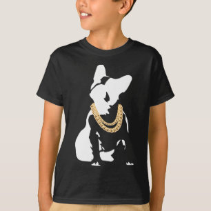T-shirt Bouledogue avec collier en or