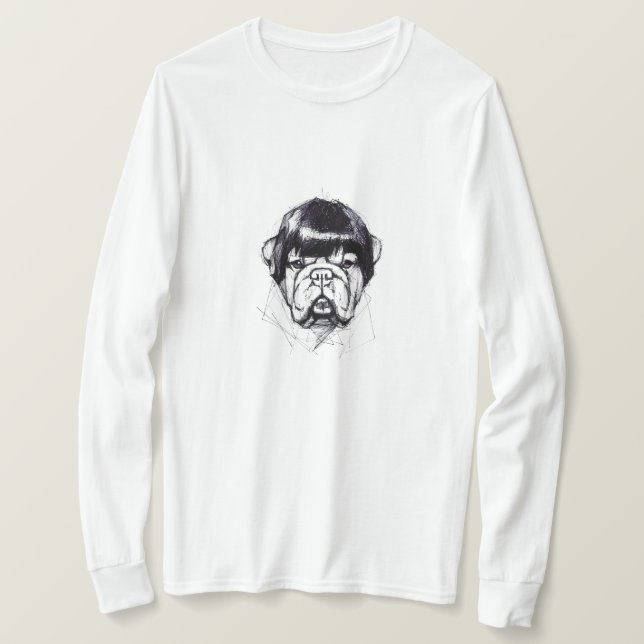 T-shirt Bouledogue avec une perruque (Style 3) Beaux-Arts (Design devant)