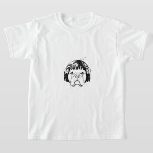 T-shirt Bouledogue avec une perruque (style 8) Beaux-Arts