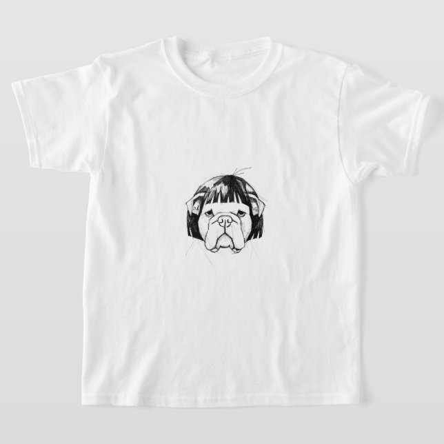 T-shirt Bouledogue avec une perruque (style 8) Beaux-Arts (Poser)