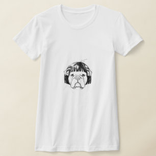 T-shirt Bouledogue avec une perruque (Style 8) Beaux-Arts