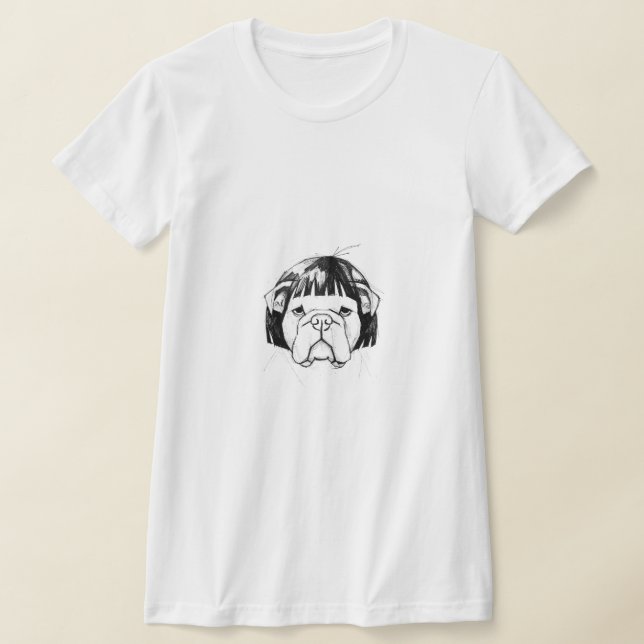 T-shirt Bouledogue avec une perruque (Style 8) Beaux-Arts (Poser)