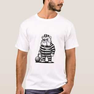 T-shirt Bouledogue classique prisonnier avec chaîne à boul