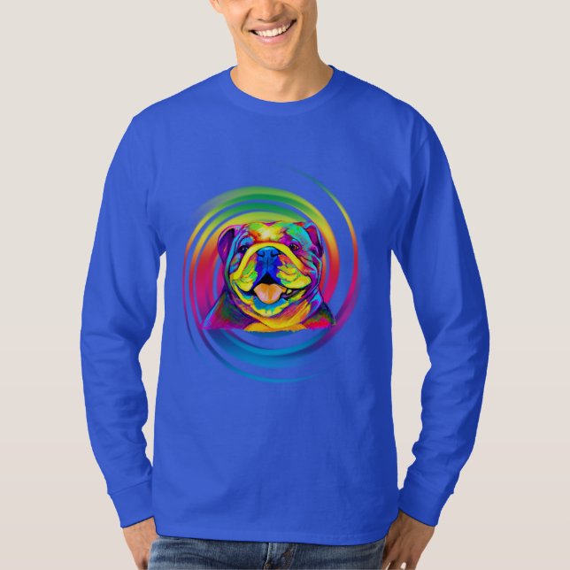 T-shirt Bouledogue coloré dans la conception (Devant)