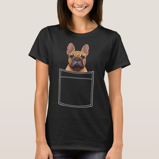 T-shirt Bouledogue dans la poche de poitrine Frenchie Pock (Devant)