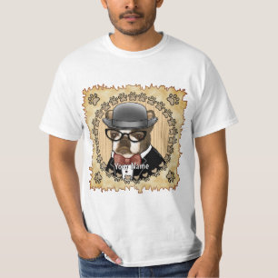 T-shirt Bouledogue de Boston portant des lunettes