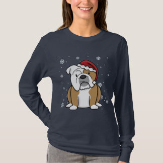 T-shirt Bouledogue de l'anglais de Kawaii de Noël