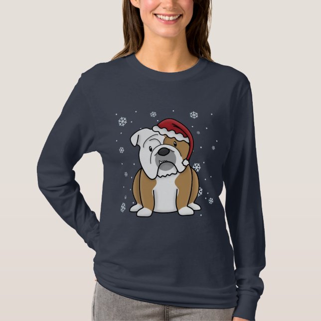T-shirt Bouledogue de l'anglais de Kawaii de Noël (Devant)