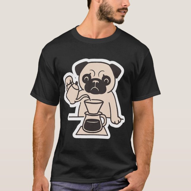 T-shirt Bouledogue et café (Devant)