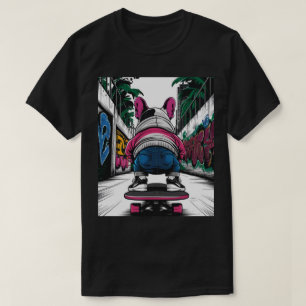 T-shirt Bouledogue fait du skateboard