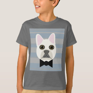 T-shirt Bouledogue français blanc rayé