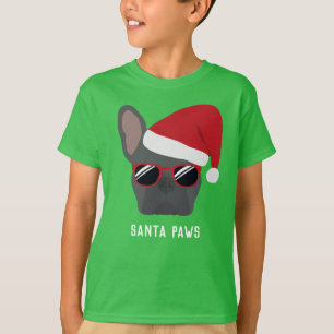 T-shirt Bouledogue français bleu de Noël
