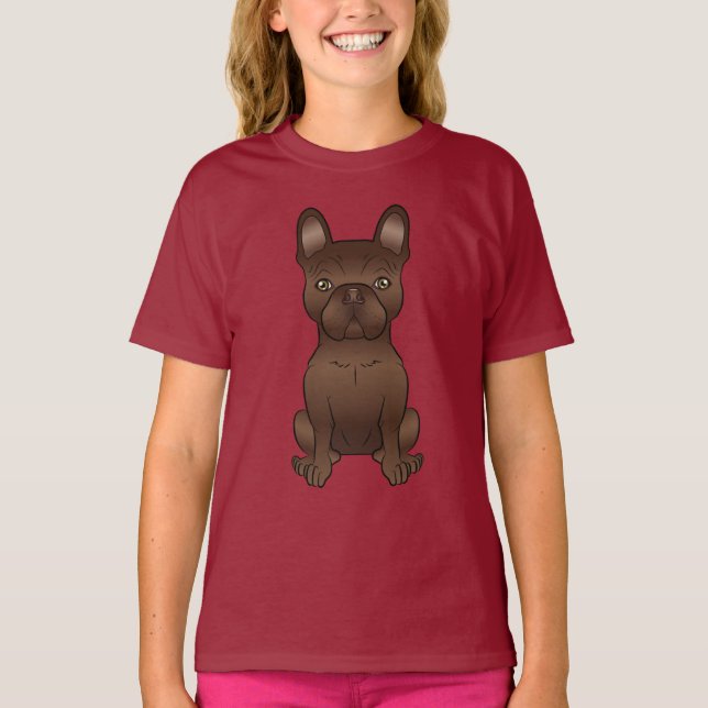 T-shirt Bouledogue français brun / Frenchie Chien de dessi (Devant)